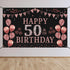 Trgowaul 50th Birthday Decorations for Women - Rose Gold 50th Birthday Banner Backdrop, Happy 50th Birthday Party