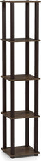 FURINNO Turn-S-Tube 5-Tier Corner Square Rack Display Shelf, Walnut/Brown