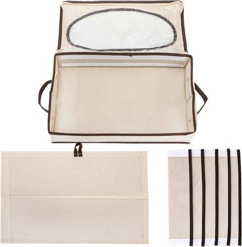 Flatware Utensil Storage Case Box, 6 Adjustable Compartment Organizer with Zipper Lid and Handles for Spoon, Fork,