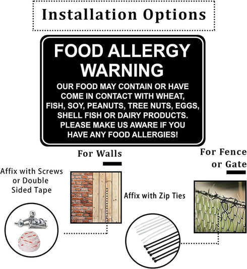 CCPARTON Metal Sign Food Allergy Warning, Caution Aluminum Tin Sign for Home Cafe Bar, 8x12 Inches