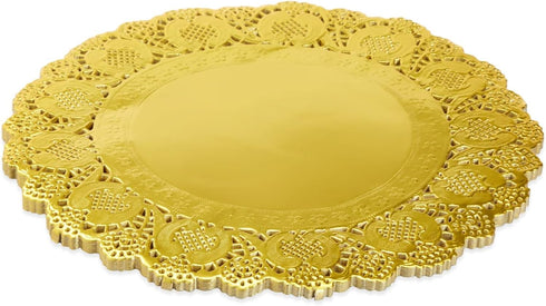 Juvale 12-Inch Round Gold Lace Paper Charger Plates - 60 Pack, Disposable Table Placemats for Cakes & Desserts