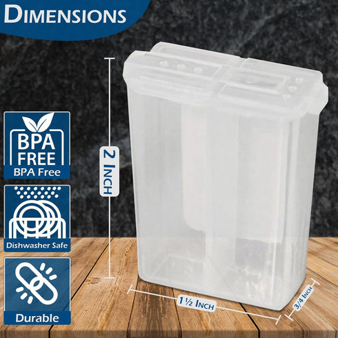 Home-X Mini Salt and Pepper Shakers, Clear Plastic Set of 2, Dishwasher Safe Travel Shakers with Lids