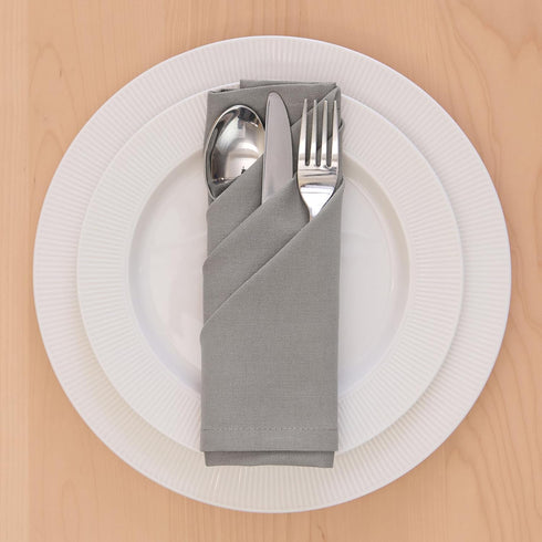 Encasa Cotton Cloth Napkins, Set of 12, Size 17"x17", Grey Solid Color, Machine Washable