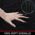 Black Bathroom Rugs Non-Slip Chenille Mat Set 3 Pieces Ultra Soft Absorbent Bath Carpet