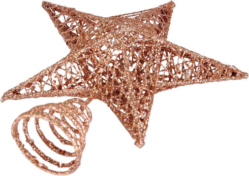 BinaryABC Christmas Tree Topper Star, Glittering Christmas Tree Decoration Ornaments, 20cm (Rose Gold)