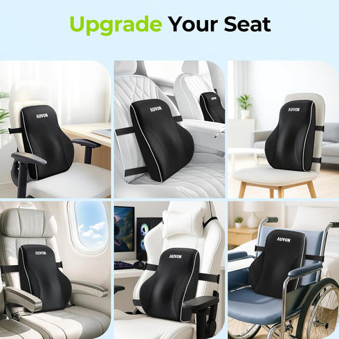 AUVON Lumbar Support Pillow for Office Chair with Patented Bulge for Lower Back Support, Ergonomic Office Home