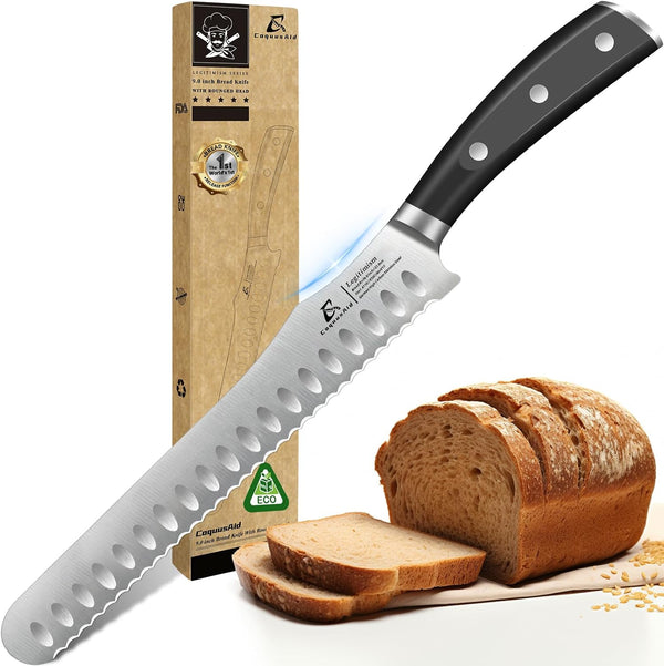 CoquusAid Bread Knife for Homemade Bread, 9 Inch Multifunction Serrated Knife, Razor