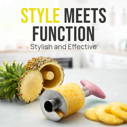 Zulay Kitchen Stainless Steel Pineapple Corer & Slicer - Heavy Duty Cutter with Reinforced Blade, Pink