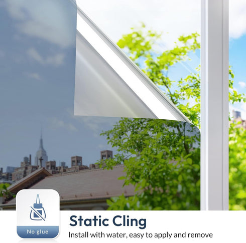 rabbitgoo Window Privacy Film One Way Tint, Static Cling Sun Blocking Anti-UV Glass Door Window Cover, 17.5 Inch X 6.5