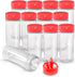 RoyalHouse 12 Pack 5.5 Oz Plastic Spice Jars with Red Cap, Clear Plastic Containers with Shaker Lids