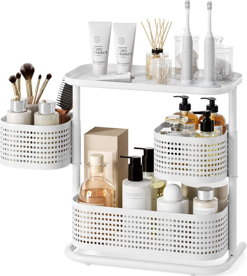 3-Tier Rotating Bathroom Counter Organizer, Vanity Tray for Makeup & Skincare, Countertop
