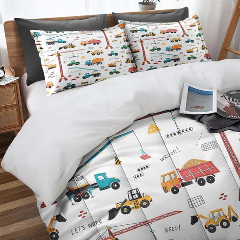 Set Sets 1 1 Construction Vehicle Car Comforter for Boys Kids Toddlers Teens Adults Twin, City Truck Bedding Water