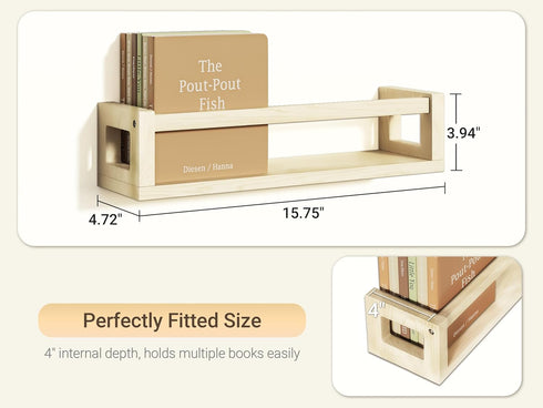 Set 3 TidyCorner Sturdy Floating Shelves of Wall Bookshelves and Nursery Floating Shelves for Books, Toys, Kitchen