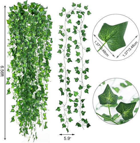 CEWOR 14 Pack Fake Ivy Leaves | 98 Feet Artificial Garland Greenery for Bedroom Wall Decor