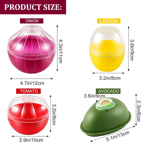 Vegetable and Fruit Storage Containers for Fridge, 4 Pcs BPA Free Reusable Food Saver for Keeping Food Fresh Longer