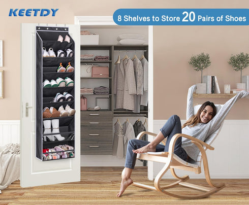 20 Closet KEETDY Over The Door Shoe Rack for Door Fit Pairs Sneakers Large Hanging Shoe Organizer for Storage Boots