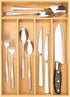 Silverware Organizer Bamboo Kitchen Drawer - Flatware Organizer Tray with 5 Slots for Cutlery