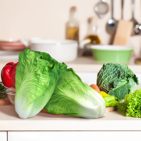 2 Lorigun Artificial Lettuce, Fake Vegetable, Artificial Vegetables for Decoration, Home Kitchen Decor, PU Vegetable