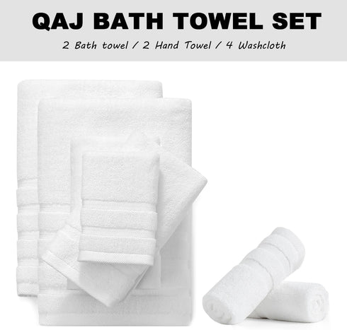 QAJ 8-Piece Set, 100% Set (2 2 4 Bath Towels Cotton Thick Soft Highly Absorbent Durable, Quick Dry, Bathroom Towels