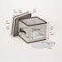 Household Essentials 534 Dinnerware Storage Box, Lid and Handles, Chest for Salad Plates, Natural Canvas with Brown Trim