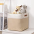 DULLEMELO Cube Storage Bin 13x13, Collapsible Fabric Storage Cube for Organizing Toys, Clothes, Nursery, White & Khaki.