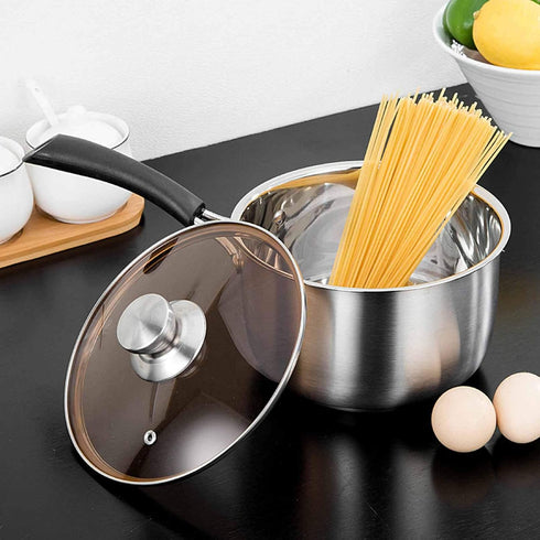 TeamFar 1qt Saucepan, Stainless Steel with Lid, Milk Pan Cookware, Non Toxic, Dishwasher Safe