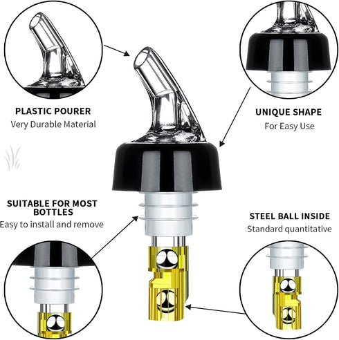 Automatic Measured Bottle Pourer, Quick Shot Spirit Measure for Drinks, Wine Cocktail Dispenser Home Bar Tools - 1oz