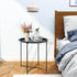 4 Garden you End Table Metal Side Table Black Round Folding Tray Cyan Sofa Small Accent Fold-able Table, Round End