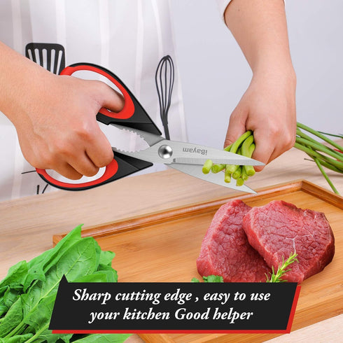 iBayam 3-Pack Kitchen Scissors, All Purpose Kitchen Shears, Heavy Duty with Protective Sheath, 8.5"