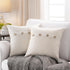 Meekio Set of 2 Ivory Square Pillow Covers, 16 x 16 Farmhouse Boho Covers with Coconut Buttons for Living Room Décor