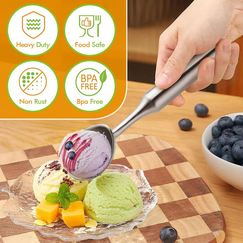 Seamless Frozen Saebye Ice Cream Scoop Stainless Steel. Ice Cream Scooper, Heavy Duty, Design, Comfortable Grip Long