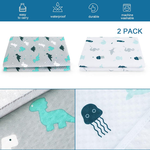 2 Pack 46" 42" Splat Mat for Under High Chair & Arts & Eating Mess, Waterproof Baby Playtime Anti-Slip High Chair Mat