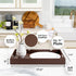17.5"x12" Home Redefined Beautiful Modern Elegant Rectangle Classic Brown Faux Leather Decorative Tray Ottoman Coffee