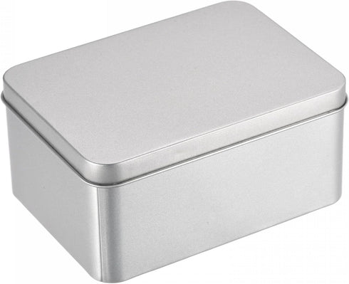 uxcell Metal Tin Box, 4.92" x 3.54" x 2.36" Rectangular Empty Containers with Lids, Silver Tone