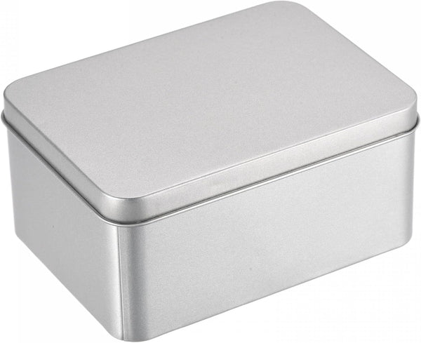 uxcell Metal Tin Box, 4.92" x 3.54" x 2.36" Rectangular Empty Containers with Lids, Silver Tone