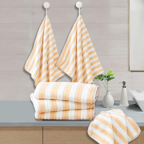 18-Piece Set 6 6 6 Microfiber Bath Towels - Bath Sheet, Hand Towels, Washcloths, Soft, Highly Absorbent Bathroom Towel