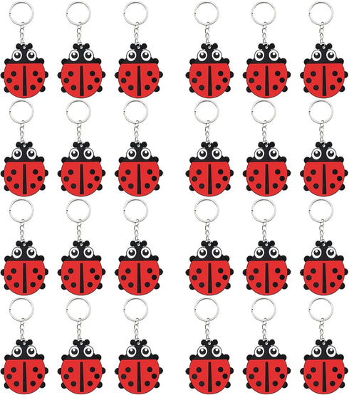 24 Pack Ladybug Keyring Party Favor, My Little Ladybug Themed Party, Baby Shower & Birthday Gift