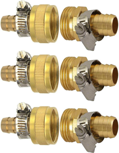 YOUHO Garden Hose Adapter 1/2" - Reusable Connector Fittings for Drip Irrigation Tubing to Faucet (3 Set)