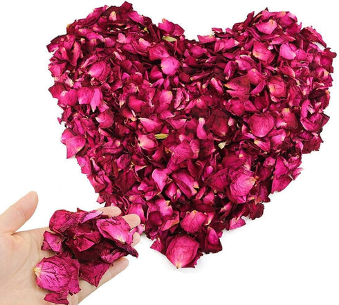 150 Grams/5.3 OZ Natural Dried Red Rose Flower Petals for Wedding Decoration, Bath, Crafts Accessories