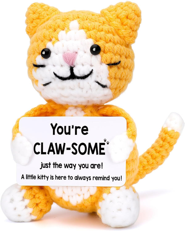 Zalohia Crochet Cat Lover Valentines Gifts for Women Men, Small Funny Handmade Emotional