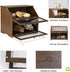 Counter, HOMEKOKO Double Layer Large Bread Box for Kitchen Wooden Large Capacity Bread Storage Bin (Brown)