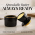 Countertop Counter Butter Crock with Lid for Black and Gold Ceramic French Butter Dish for Soft Butter, Airtight Water