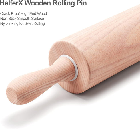 9-Inch Wooden Rolling Pin - Baking Tool for Pastry, Fondant, and Children's Baking