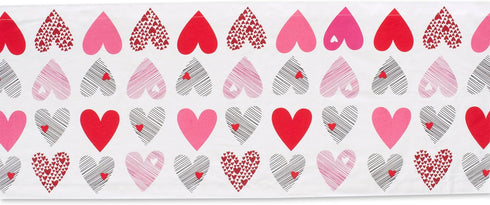 DII Valentine's Day Table Top Collection, Table Runner, 14x108, Hearts Collage Design