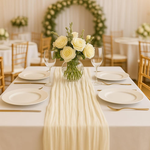 6 Pack Beige 10FT Cheesecloth Table Runner 120 Inch Soft Gauze Boho