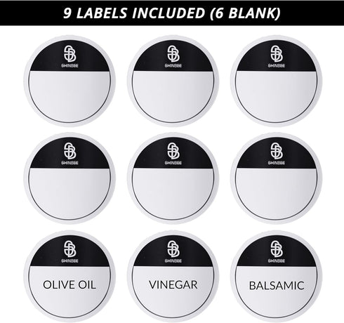 2pcs Set 10oz 300mL (V2, 2), Roen Olive Oil and Vinegar Dispenser with Labeling Stickers - Glass Bottles for Kitchen