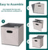 Fabric Storage Bins Cubes, Foldable Organizer with Handle, 11x11x11 Light Grey Cube Bins for Cloth Storage (Set of 3)