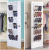 QUMENEY 24-Pocket Over-The-Door Shoe Organiser, Folding Hanging Organiser with Hooks, Heavy-Duty Hanging Mesh Holder