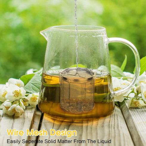 Tea Infuser, Stainless Steel Extra Fine Mesh Tea Ball Strainer, Spice Filter with Extended Chain Hook