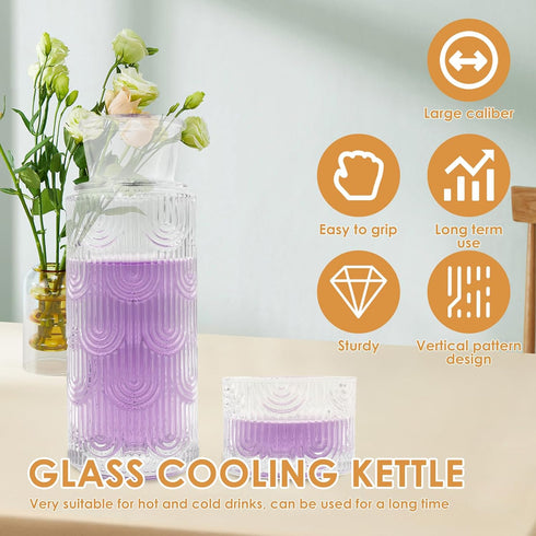 1Pcs Set Set Clear Night Carafe and Glass Dust Proof Glass Water Bottles with Cup Kit Versatile Night Water Bottle